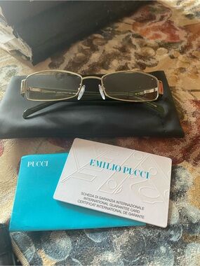 Emilio Pucci Gold Frame Eyeglasses with Dark Green Temples